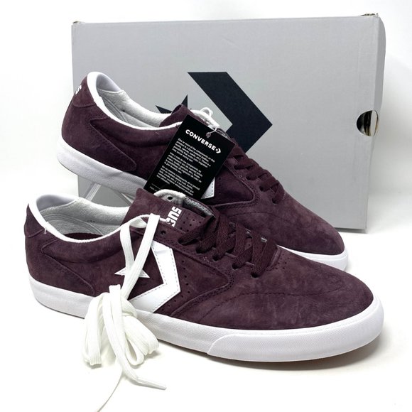 CONVERSE Men's Checkpoint PRO OX Black Currant White Suede Low Sneakers 168651C - Picture 9 of 11